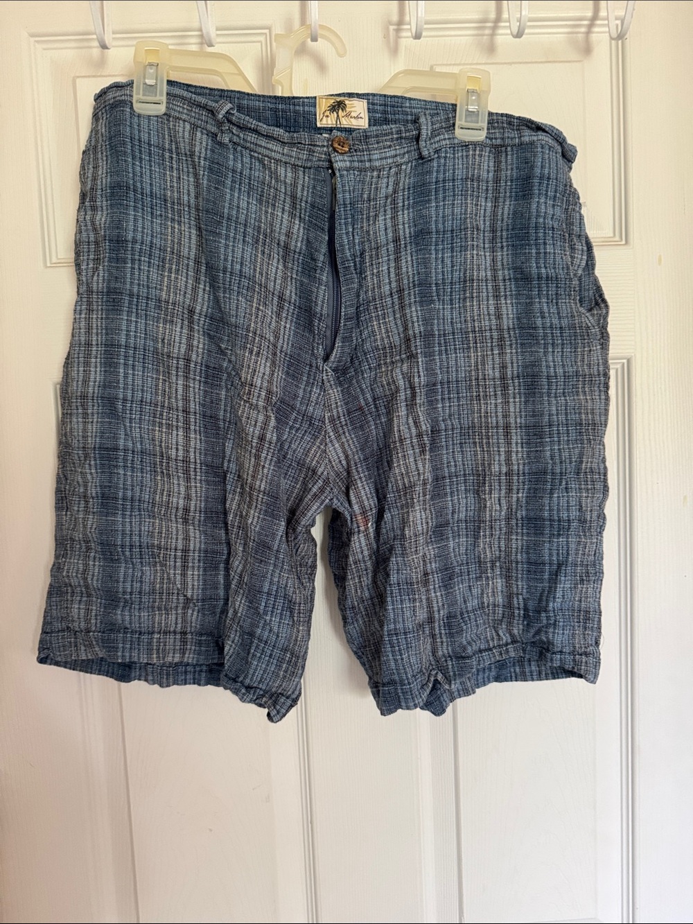 Men's Plaid Lightweight Blue Flat-Front Shorts